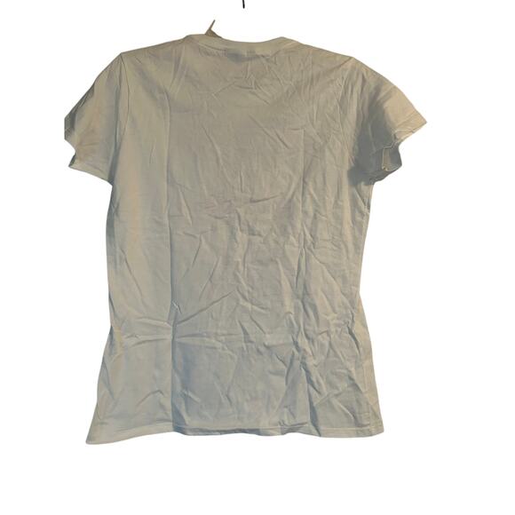 NWOT Port and Company Women's White Short Sleeve T Shirt 'Our Flock Rocks' Sz M - Picture 2 of 4